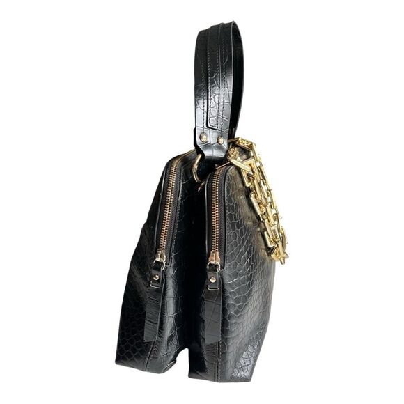 Italian Leather Handbag Claudia Firenze - Black - Picture 3 of 12